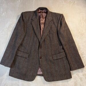 Joe Namath Signature Collection Mens 44R Brown Herringbone Wool Blend Blazer